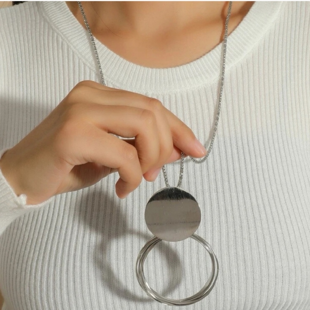 NWT Silver Long Sphere Pendant